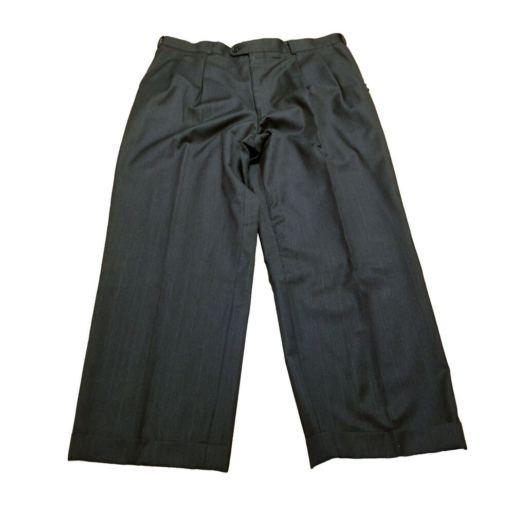 Hickey Freeman Suit Loro Piana Tasmanian 120's Men's Size 44R Charcoal Pinstripe - Picture 3 of 8